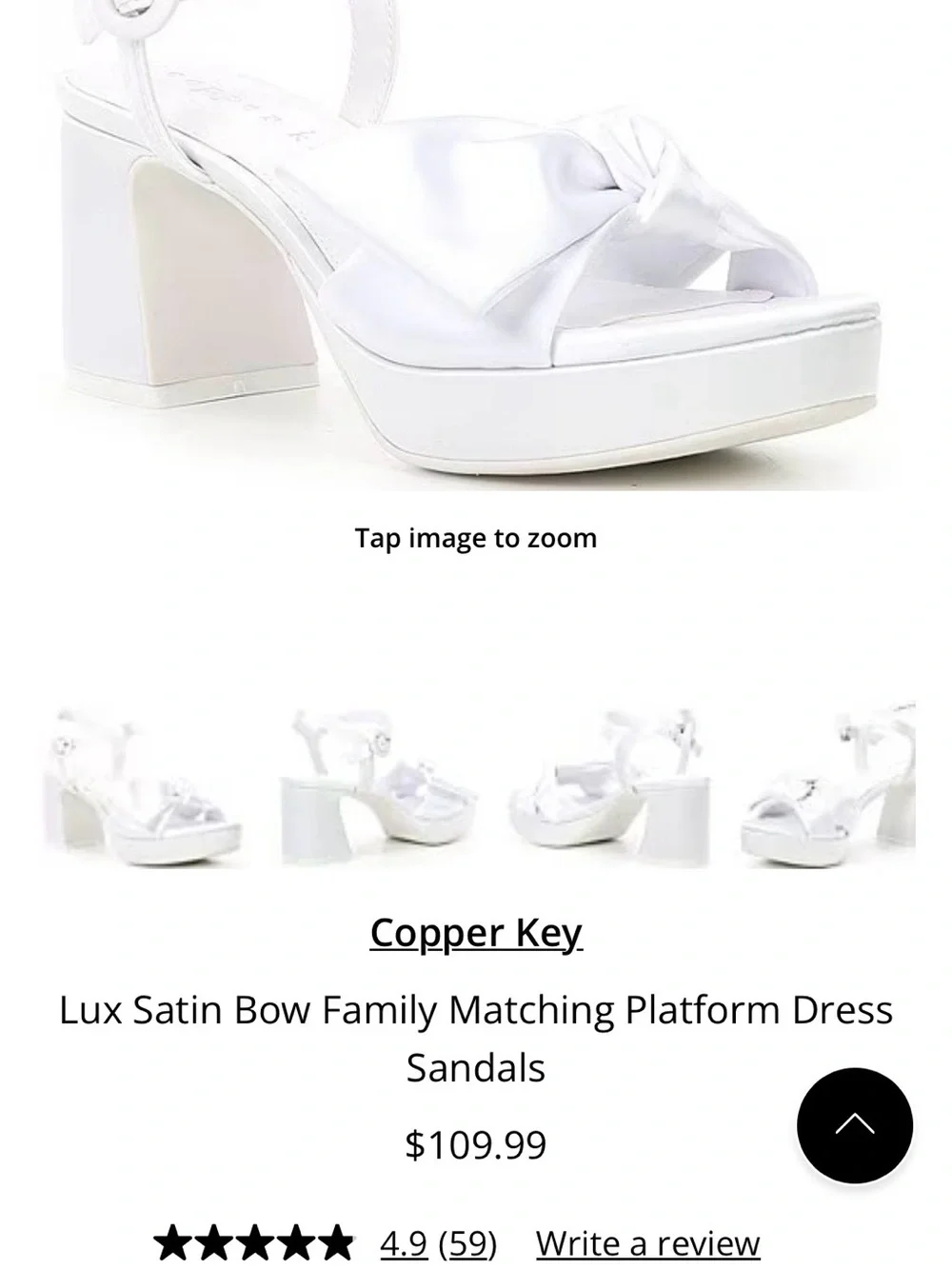 Copper Key White Satin Bow Platform Sandals with Block Heel